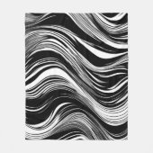 抽象芸術白黒波 フリースブランケット (正面)