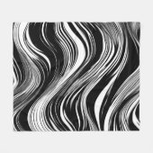 抽象芸術白黒波 フリースブランケット (正面(横))