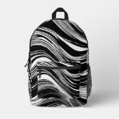 抽象芸術白黒波 プリントバックパック (正面)