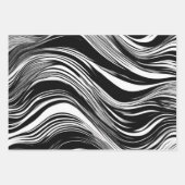 抽象芸術白黒波 ラッピングペーパーシート (正面2)