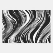 抽象芸術白黒波 ラッピングペーパーシート (正面)