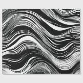 抽象芸術白黒波 ラッピングペーパー (フラット)