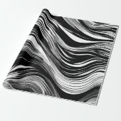抽象芸術白黒波 ラッピングペーパー (アンロールド)