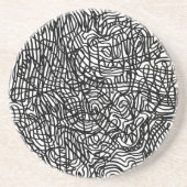 抽象芸術白黒線パターン砂岩 コースター (正面)