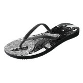 抽象芸術白黒花モノクロ ビーチサンダル (アングル)