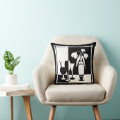 抽象芸術白黒花花瓶窓ガラスモノチ クッション (椅子)