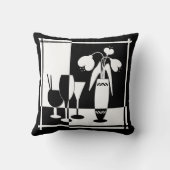 抽象芸術白黒花花瓶窓ガラスモノチ クッション (裏面)