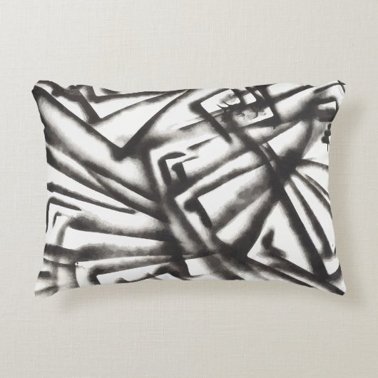 抽象芸術白黒 アクセントクッション (正面)