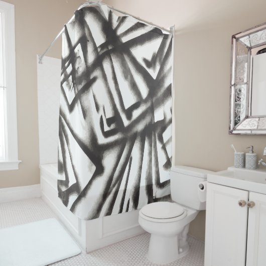抽象芸術白黒 シャワーカーテン (インサイチュ)