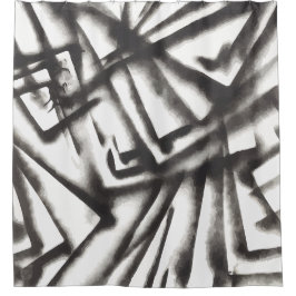 抽象芸術白黒 シャワーカーテン