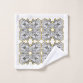 抽象芸術白黒(金ゴールドアクセント付) バスタオルセット (ウォッシュタオル)