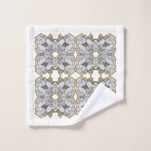 抽象芸術白黒(金ゴールドアクセント付) バスタオルセット (ウォッシュタオル)