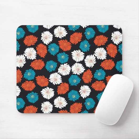 抽象芸術白、赤、青の花 マウスパッド (マウス)