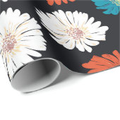 抽象芸術白、赤、青の花 ラッピングペーパー (ロールコーナー)