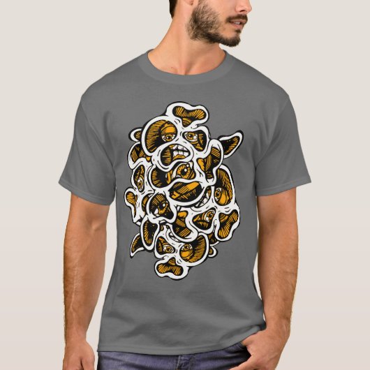 抽象芸術真菌性超現実主義の目と口おもしろい Tシャツ (正面)