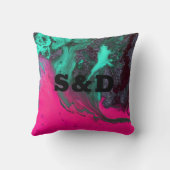 抽象芸術石の大理石テクスチャダークコントラストピンク クッション (裏面)