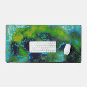 抽象芸術石灰岩、ライムグリーンとブルースデスクマット デスクマット (キーボード&マウス)