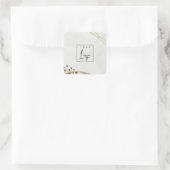 抽象芸術石灰色アイボリー金ゴールド水色ロゴ スクエアシール (バッグ)