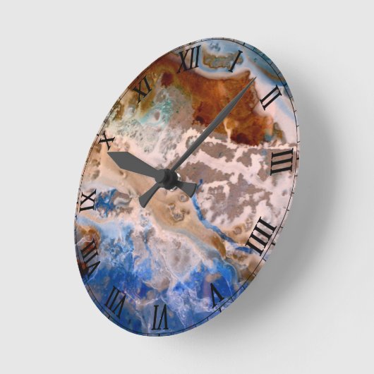 抽象芸術砂ビーチ模様水泡パターン ラウンド壁時計 (傾斜)