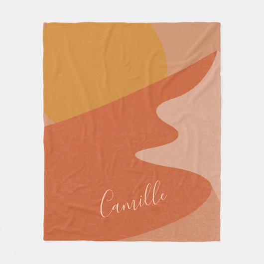 抽象芸術砂漠の山の風景パーソナライズされた フリースブランケット (正面)