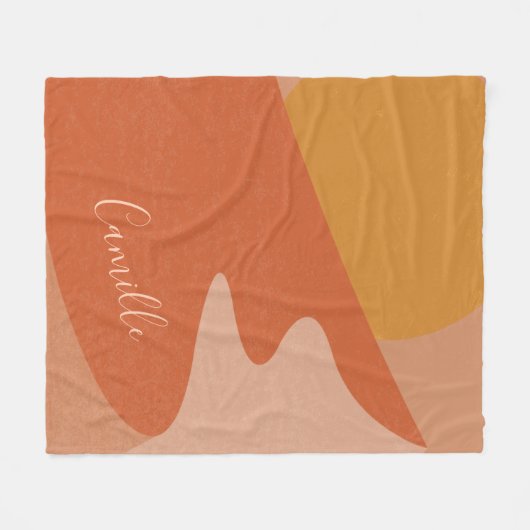 抽象芸術砂漠の山の風景パーソナライズされた フリースブランケット (正面(横))