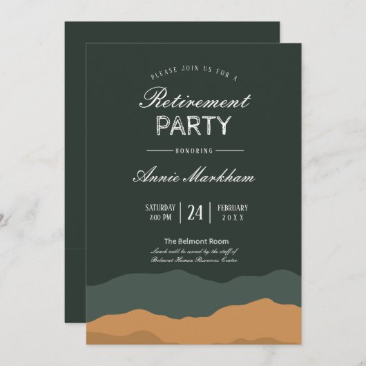 抽象芸術砂漠の景観の引退 招待状 (正面/裏面)