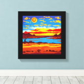 抽象芸術砂漠の背景#4 キャンバスプリント (インサイチュ (ウッドフロア))