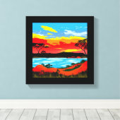 抽象芸術砂漠の背景#5キャンバス印刷 キャンバスプリント (インサイチュ (ウッドフロア))