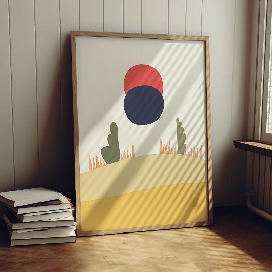 抽象芸術砂漠月 ポスター