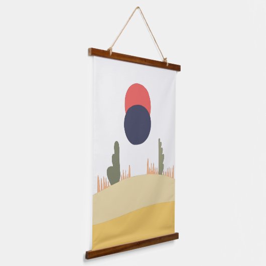 抽象芸術砂漠月 吊り下げ型タペストリー (傾斜あり)