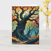 抽象芸術神秘的な木 カード (黄色い花)