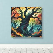 抽象芸術神秘的な木 キャンバスプリント (インサイチュ (ウッドフロア))
