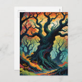 抽象芸術神秘的な木 シーズンポストカード (正面/裏面)
