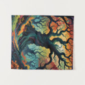 抽象芸術神秘的な木 タペストリー (正面(横))