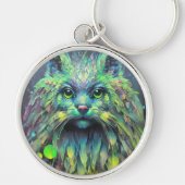 抽象芸術神秘的な猫ファンタジーアート キーホルダー (正面)