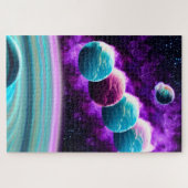 抽象芸術神秘的な紫とターコイズの宇宙 ジグソーパズル (横)