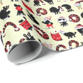 抽象芸術祭り：動物とクリスマスインスパイア ラッピングペーパー (ロールコーナー)