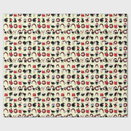 抽象芸術祭り：動物とクリスマスインスパイア ラッピングペーパー