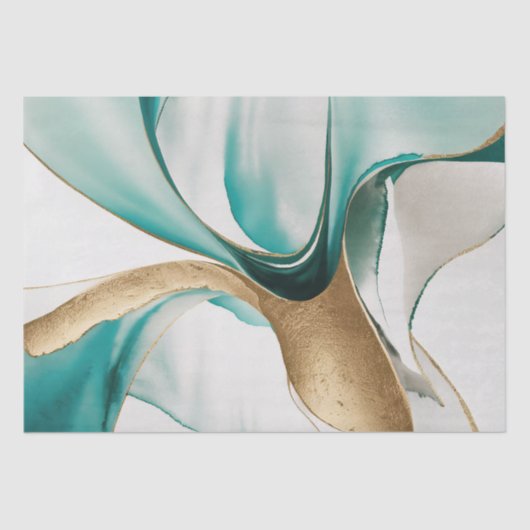 抽象芸術禅の背景金ゴールドゼアル緑のデコパージュ 薄葉紙 (正面)