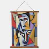 抽象芸術禅キュービスト木材トップウォールタペストリー 吊り下げ型タペストリー (正面)