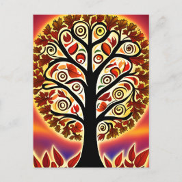 抽象芸術秋の収穫木 ポストカード