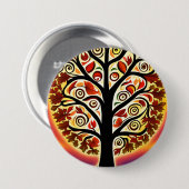 抽象芸術秋の収穫木 缶バッジ (正面&裏面)