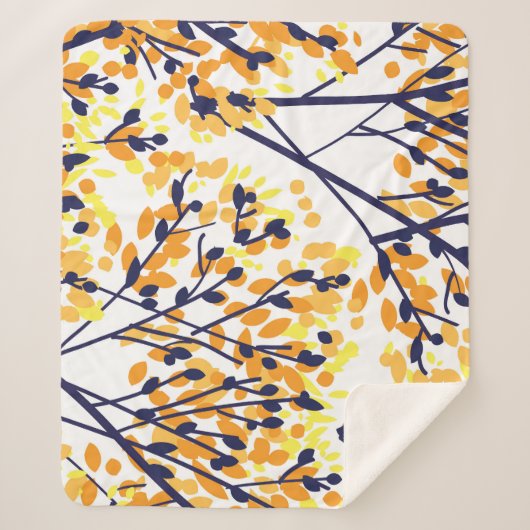 抽象芸術秋の木のパタモダンーン シェルパブランケット (正面)