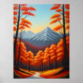 抽象芸術秋の木の森の風景油絵を描 ポスター (正面)