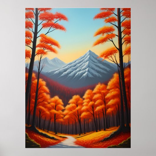 抽象芸術秋の木の森の風景油絵を描 ポスター (正面)