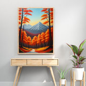 抽象芸術秋の木の森の風景油絵を描 ポスター