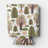 抽象芸術秋の森のシームレスなパターン 缶クーラー (裏面)