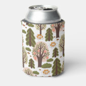 抽象芸術秋の森のシームレスなパターン 缶クーラー (缶裏面)