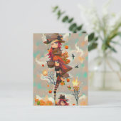 抽象芸術秋の魔女はがき ポストカード (スタンド正面)