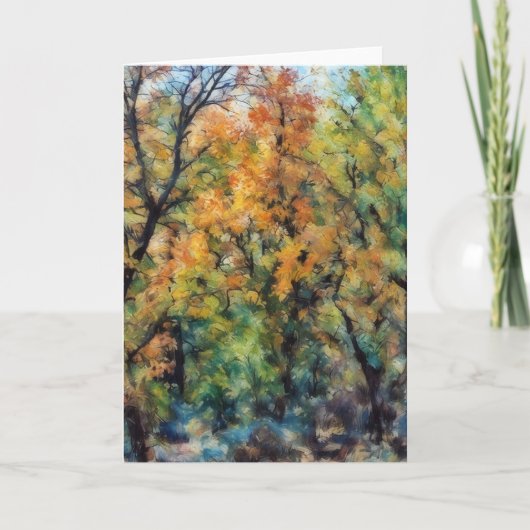 抽象芸術秋シーズンツリーズアートノートカード カード (正面)